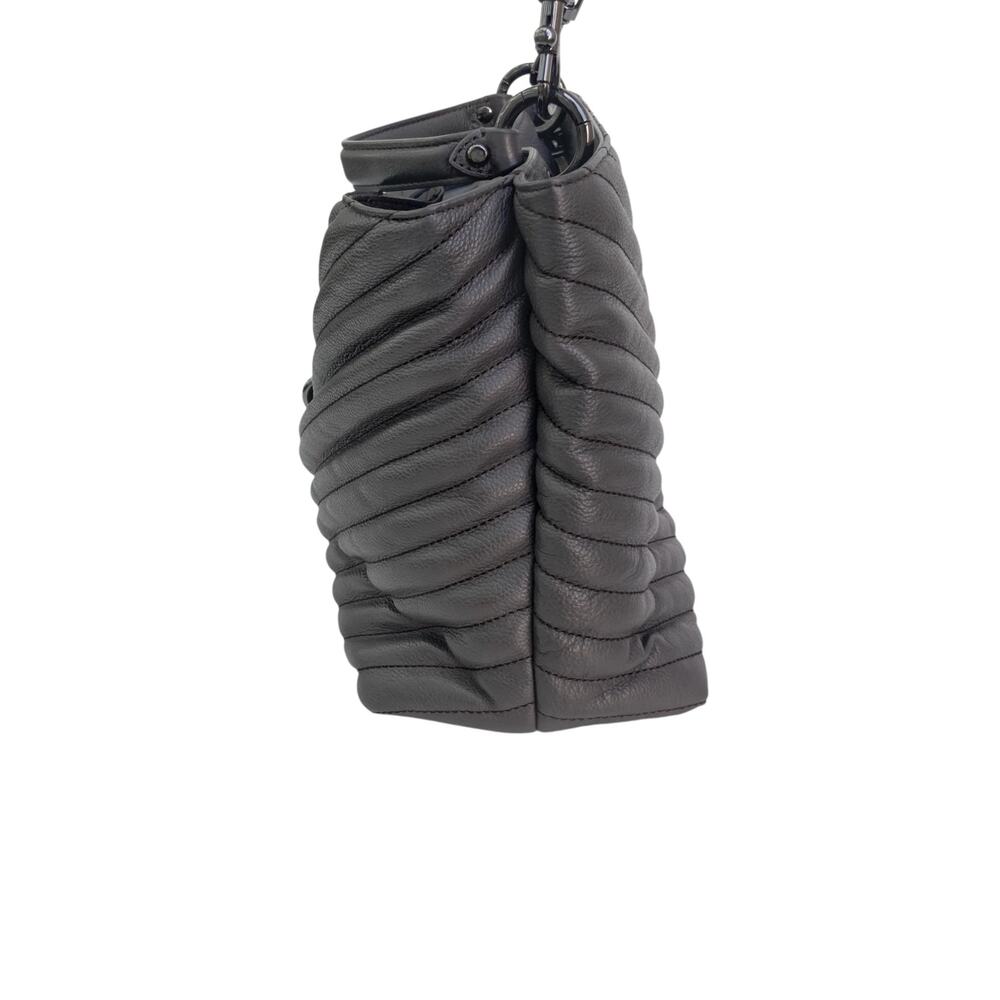Rebecca Minkoff Edie Charcoal Quilted Leather Shoulder Bag  Convertible Satchel - Picture 14 of 16